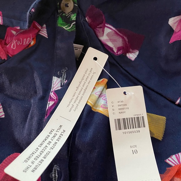 Anthropologie Maeve Printed Buttondown Mini Dress size 10 blue NEW NWT - Picture 3 of 9